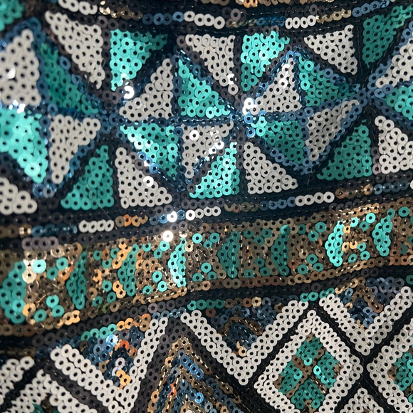 Strapless Sequin Geometric Mini Dress - Picture 5 of 12